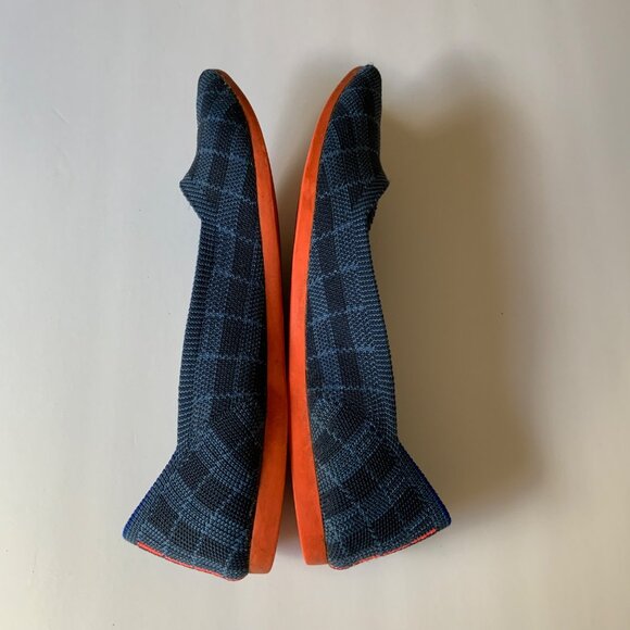 Rothy’s The Point Indigo Blue Plaid Gingham Flats Size 5 Washable - Picture 4 of 9